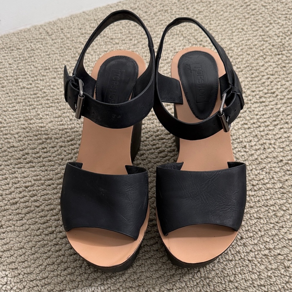 Topshop Black Leather Slingback Sandals - Elegant Everyday Comfort